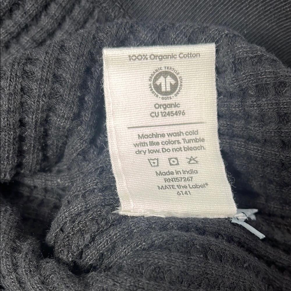 NEW MATE The Label XS 100% Organic Cotton Black‎ Waffle Relaxed Knit Hoodie - Picture 8 of 10